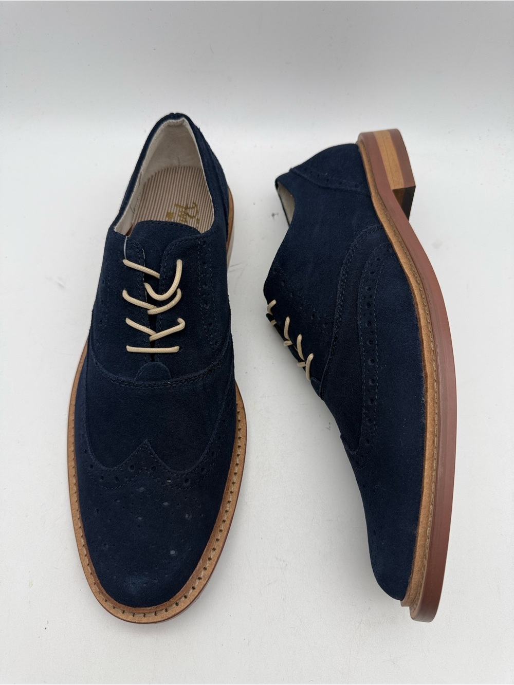BRAND NEW Original Penguin Brogue Blue Suede Wingtips Men Sz 9.5 - Picture 4 of 7